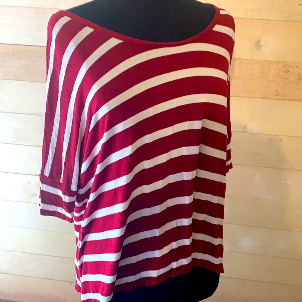 AG Flowy Red and White Striped Top.  Size Small.